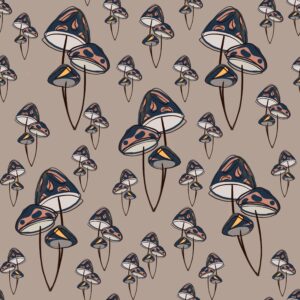 woodland whispers blue mushrooms cw02